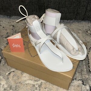 Free People White Strappy Gladiator Sandals with Ankle Wrap